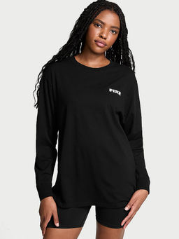 Victoria's Secret - Black Campus Cotton Full-Sleeve T-Shirt