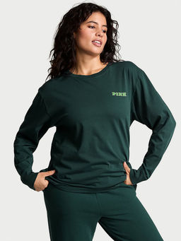 Victoria's Secret - Green Campus Cotton Full-Sleeve T-Shirt
