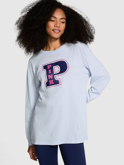 Victoria's Secret - Blue Campus Cotton Full-Sleeve T-Shirt