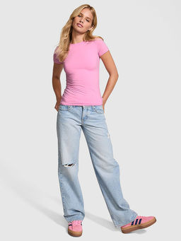 Victoria's Secret - Pink Base Stretch Half-Sleeve T-Shirt