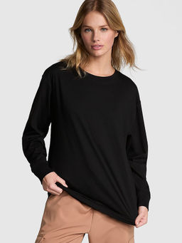 Victoria's Secret - Black Campus Cotton Full-Sleeve T-Shirt