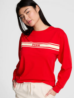 Victoria's Secret - Red Campus Cotton Full-Sleeve T-Shirt