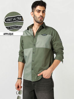 Bewakoof - Men's Olive Colorblock Shirt