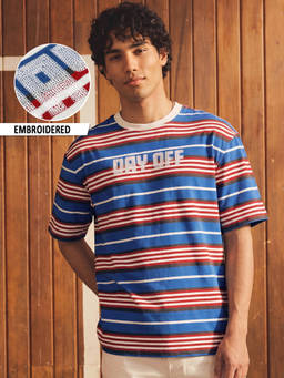 Bewakoof - Mens Multi-Color Stripes Pure Cotton T-Shirt