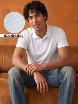 Bewakoof - Men's Bright White Mercerized Polo T-Shirt