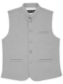 CAVIO - Grey Traditional Sleeveless Plain Nehru Jacket