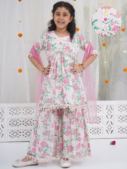 Little Bansi - Floral Butterfly Kurta with Sharara and Dupatta (Set of 3)