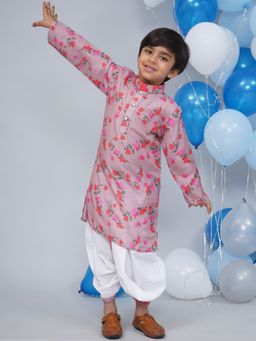Little Bansi - Dusky Rose Floral Bliss Kurta with Dhoti