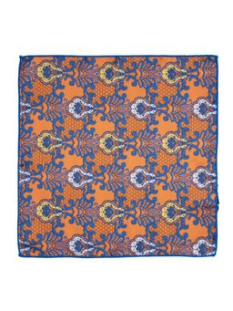 The Tie Hub - Paisley Orange with Blue Microfiber Pocket Square