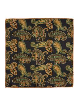 The Tie Hub - Paisley Black & Green Microfiber Pocket Square
