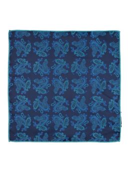 The Tie Hub - Paisley Navy Blue Microfiber Pocket Square