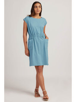 Creatures of Habit - Jersey Drawstring Dress Aqua Blue