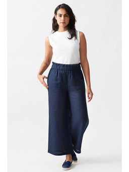Creatures of Habit - Linen Wide Pant Deep Sea Blue