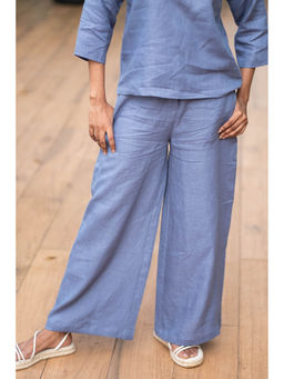 Creatures of Habit - Linen Wide Leg Pant Wildflower Blue