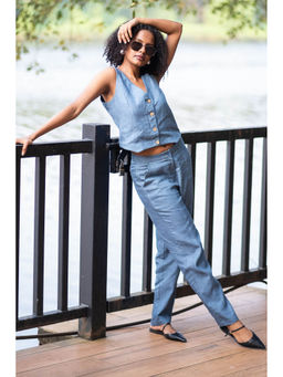 Creatures of Habit - Heavy Linen Panelled Trouser Denim Blue