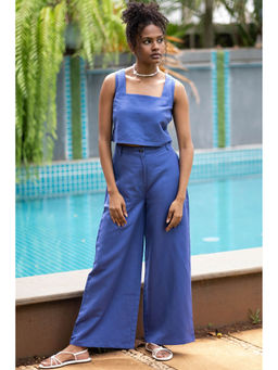 Creatures of Habit - Hemp Flared Trouser Electric Blue