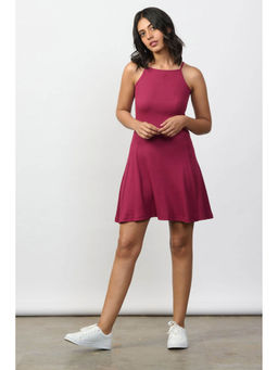 Creatures of Habit - Rib Skater Dress Berry Pink