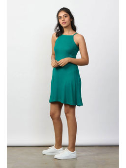Creatures of Habit - Rib Skater Dress Marine Green