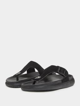 Styli - Men Black Buckle-Up Comfort Sandals