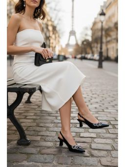 Peach Flores - Women Black The Autograph Leather Block Heels