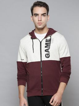 Alcis - Men Brown White Typography Colour Blocked Cotton Sporty Jacket