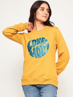 Club York - Mustard Printed Sweatshirt