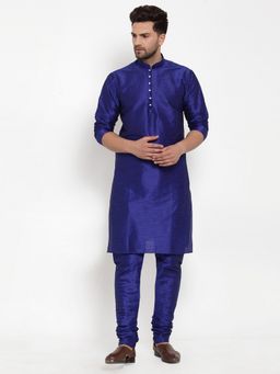 Kraft India - Royal Blue Silk Kurta with Churidar (Set of 2)