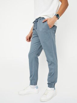 max - Men Solid Blue Relaxed Fit Joggers