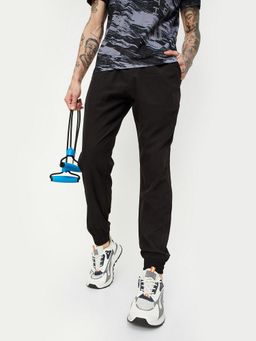 max - Men Solid Black Active Joggers