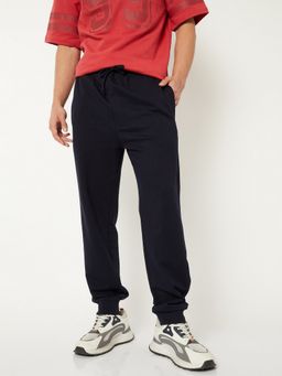 max - Men Solid Navy Blue Athleisure Joggers