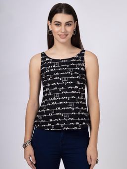 Saffron Threads - Black Printed Top