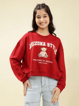 Lil Tomatoes - Light Weight Cotton Looper Knit Full Sleeves Printed Sweatshirt - Red
