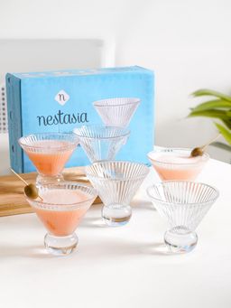 Nestasia - 6 Pcs Ridged Cocktail Glass 180Ml Transparent (Pack of 6)