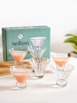 Nestasia - 6 Pcs Cut Glass Ball Cocktail Glass 180Ml Transparent (Pack of 6)