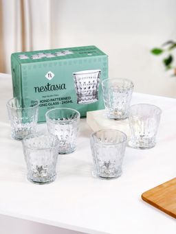 Nestasia - 6 Pcs Diamond Patterned Drinking Tumbler 245Ml Transparent (Pack of 6)