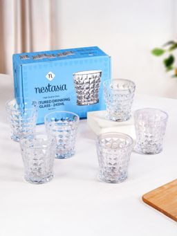 Nestasia - 6 Pcs Textured Drinking Glass 245Ml Transparent (Pack of 6)