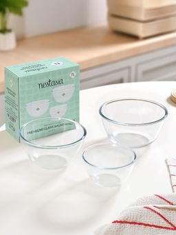 Nestasia - 3 Pcs Glass Bowl Microwave Oven Safe (Pack of 3)