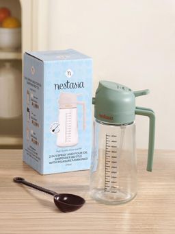 Nestasia - 1 Pc Spray And Pour Oil Dispenser Bottle Green 470Ml With Spoon