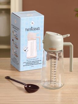 Nestasia - 1 Pc Spray And Pour Oil Dispenser Bottle Beige 470Ml With Spoon
