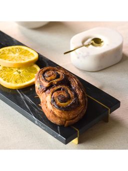 Muun Home - Black Marble Tray With Gold Base