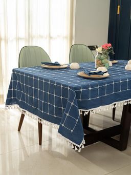 Urban Space - Cotton Dining Table Covers - Aura Checks Indigo