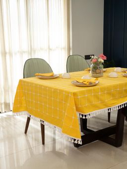 Urban Space - Cotton Dining Table Covers - Aura Checks Yellow