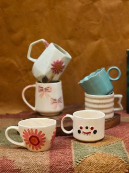 WEAVING HOMES - Set Of 6 Minimalist Coffee Mug Microwave & Dishwasher Safe