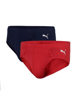 Puma - Stretch Mens Navy Blue & Red Basic Briefs (Pack of 2)