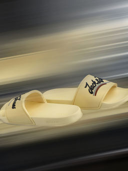 Jack & Jones - Men Typography Yellow Sliders