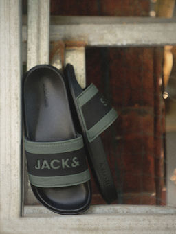 Jack & Jones - Men Typography Black Sliders