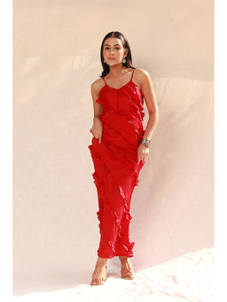 Moonstruck - Women Red Solid Maxi Dress