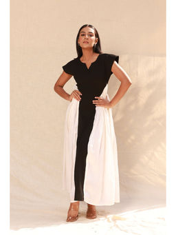 Moonstruck - Women White Colorblock Maxi Dress