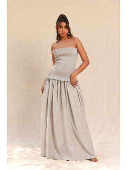 Moonstruck - Women Grey Self Design Maxi Dress