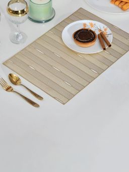 At Home by Nilkamal - Abstract Design PVC Table Placemat Gold (Pack of 4)